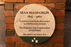 photograph of commemorative plaque for Sean McLoughlin
