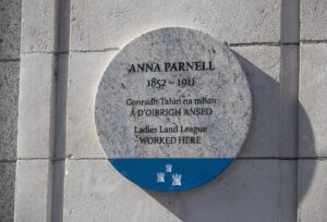Photograph of a Dublin City Council plaque commemorating Anna Parnell