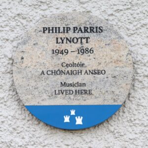 photograph of commemorative plaque to Philip Lynott